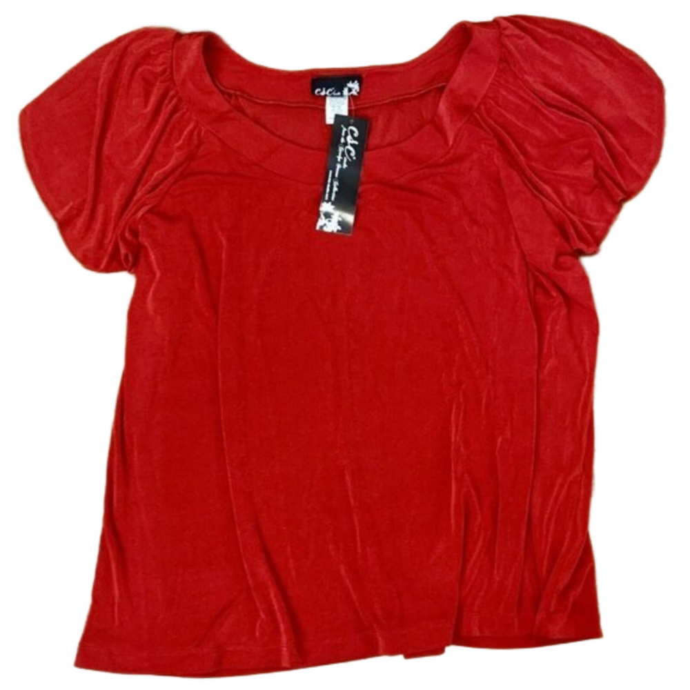 CAROLYN Strauss 3X red tunic top blouse with flutter sleeves Scoop neck